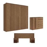 Conjunto Quarto Completo Com Espelho Sydney Jatoba Areia - 1