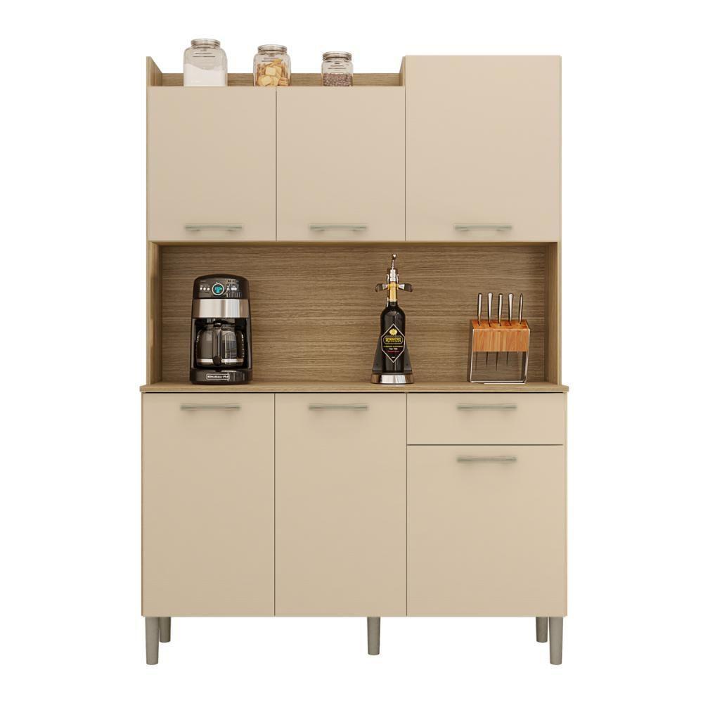 Armário Para Cozinha Com 6 Portas Bolonha Freijó Vanila - 1