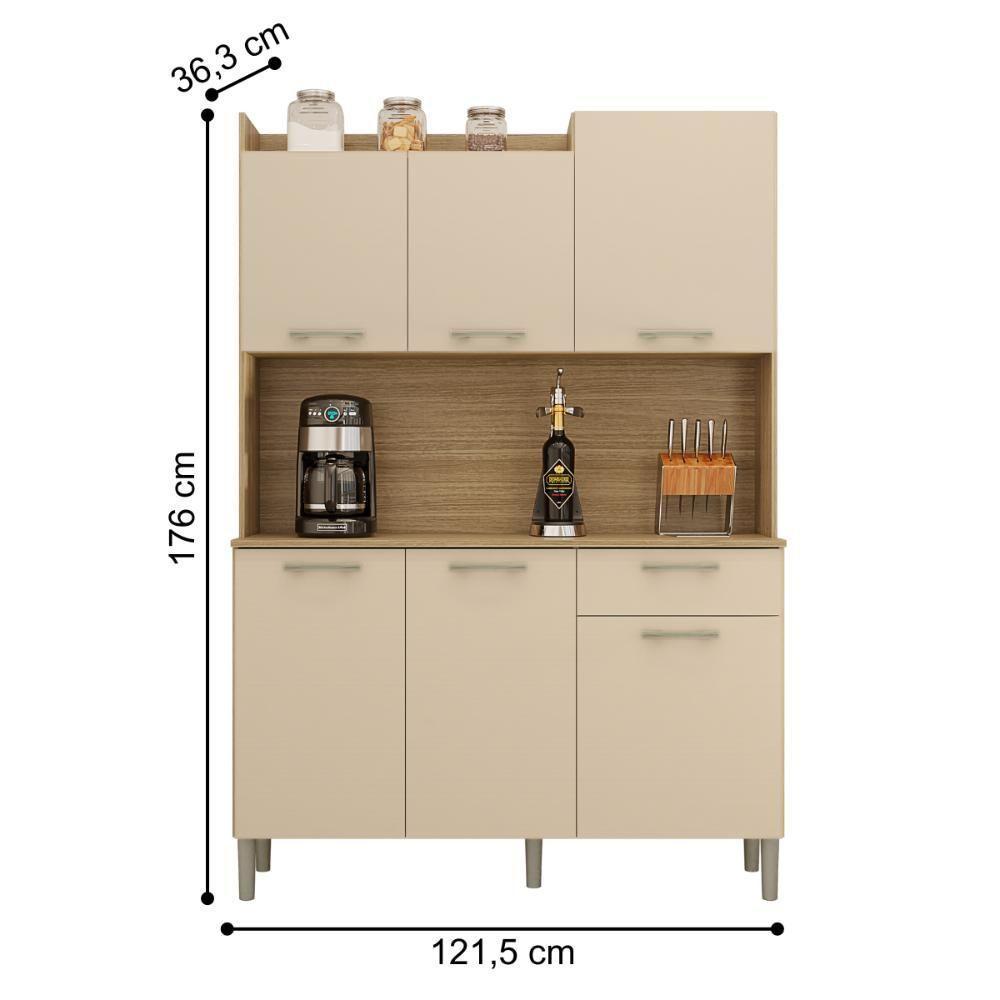 Armário Para Cozinha Com 6 Portas Bolonha Freijó Vanila - 2