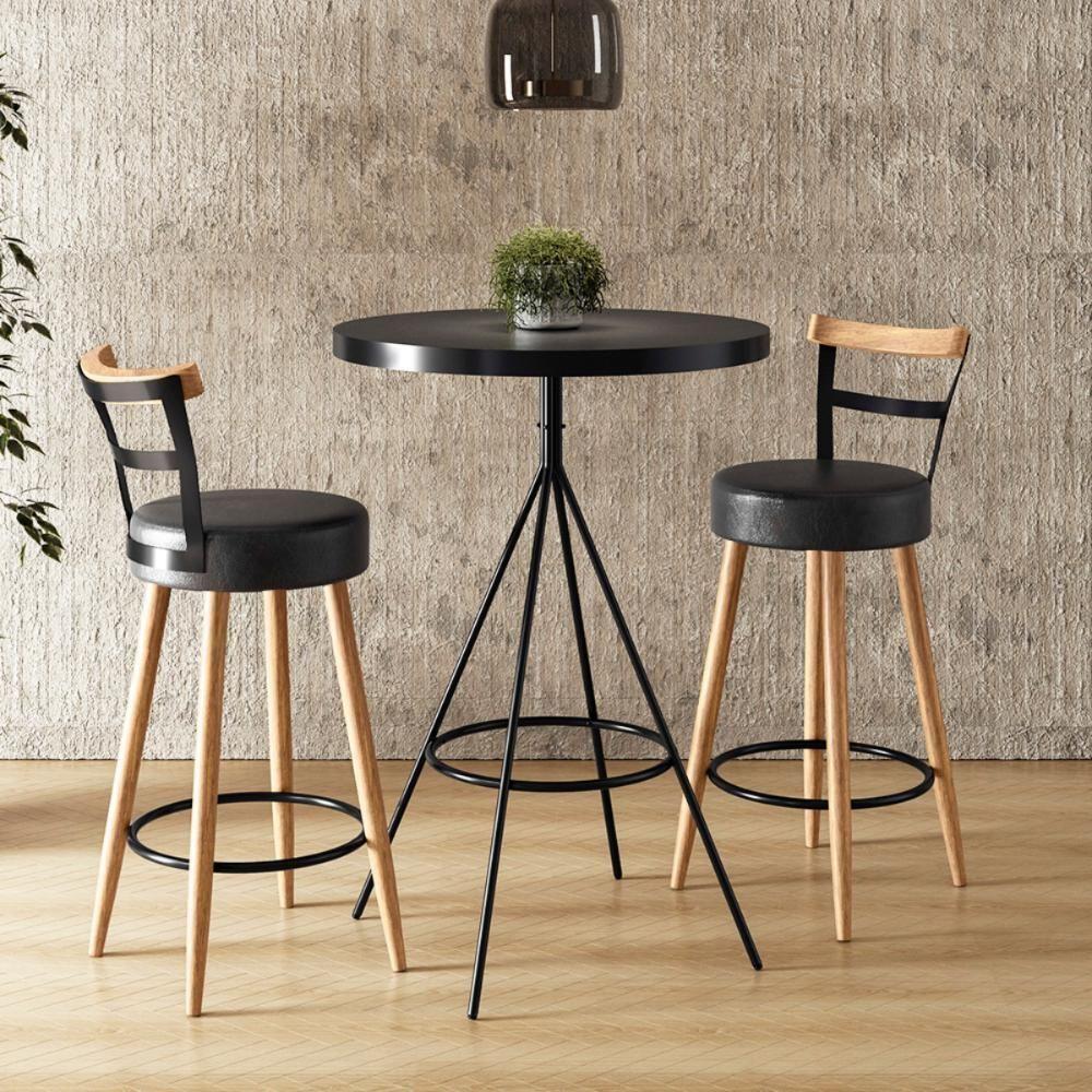 Conjunto Mesa Com 2 Banquetas Grecia Preto - 1