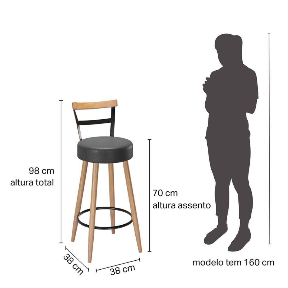 Conjunto Mesa Com 2 Banquetas Grecia Preto - 5