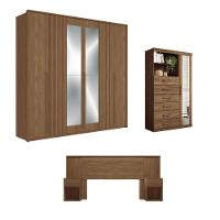 Conjunto Quarto Completo Com Espelho Nice Jatoba - 1
