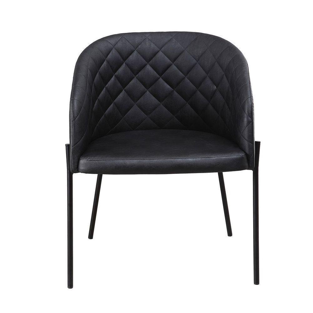 Poltrona Estofada Com Base Fixa Em Aço Carbono Pintura Epóxi – Laura Exclusiva Courino Durango Preto - Preto Fosco Epóxi - 2