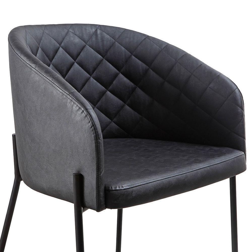 Poltrona Estofada Com Base Fixa Em Aço Carbono Pintura Epóxi – Laura Exclusiva Courino Durango Preto - Preto Fosco Epóxi - 3