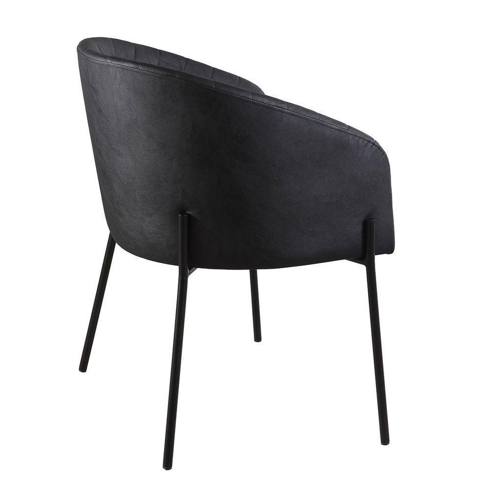 Poltrona Estofada Com Base Fixa Em Aço Carbono Pintura Epóxi – Laura Exclusiva Courino Durango Preto - Preto Fosco Epóxi - 4