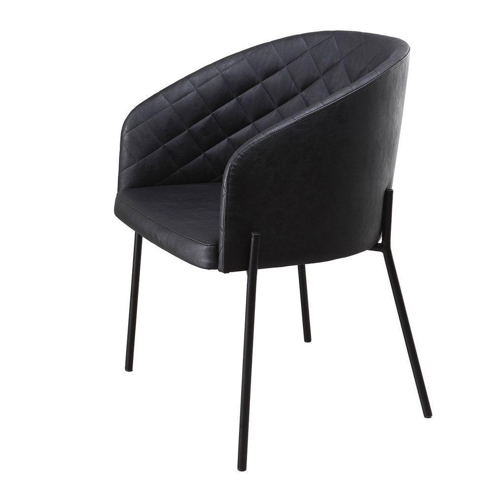 Poltrona Estofada Com Base Fixa Em Aço Carbono Pintura Epóxi – Laura Exclusiva Courino Durango Preto - Preto Fosco Epóxi - 5