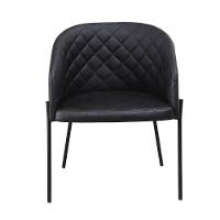 Poltrona Estofada Com Base Fixa Em Aço Carbono Pintura Epóxi – Laura Exclusiva Courino Durango Preto - Preto Fosco Epóxi - 2