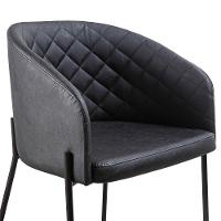 Poltrona Estofada Com Base Fixa Em Aço Carbono Pintura Epóxi – Laura Exclusiva Courino Durango Preto - Preto Fosco Epóxi - 3