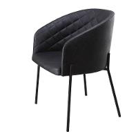 Poltrona Estofada Com Base Fixa Em Aço Carbono Pintura Epóxi – Laura Exclusiva Courino Durango Preto - Preto Fosco Epóxi - 5