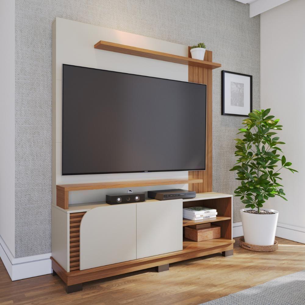 Home Para Tvs 65 3 Prateleiras Bia Off White Matte Freijó - 3