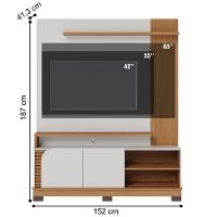 Home Para Tvs 65 3 Prateleiras Bia Off White Matte Freijó - 2
