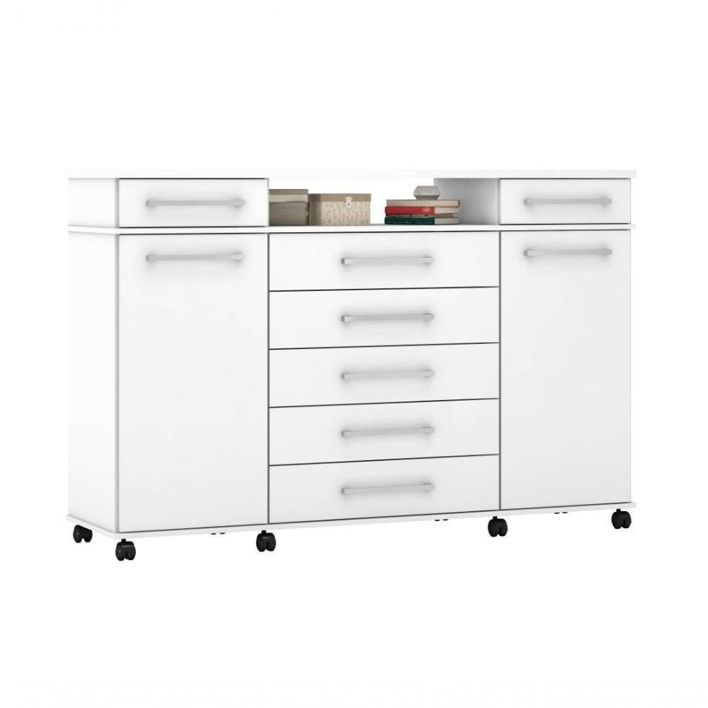 Comoda 7 Gavetas 2 Portas Texas Branco - 4