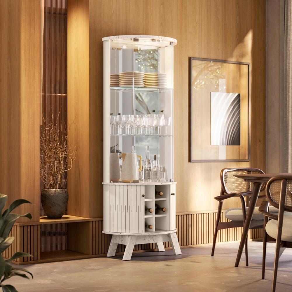 Cristaleira Com Adega E 4 Portas Forli Calacata Off White - 3