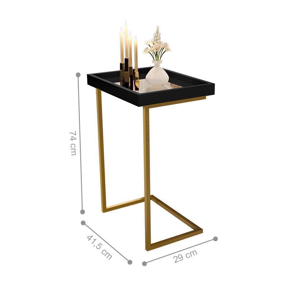 Mesa De Apoio Reggio Preto Pe Dourado - 2