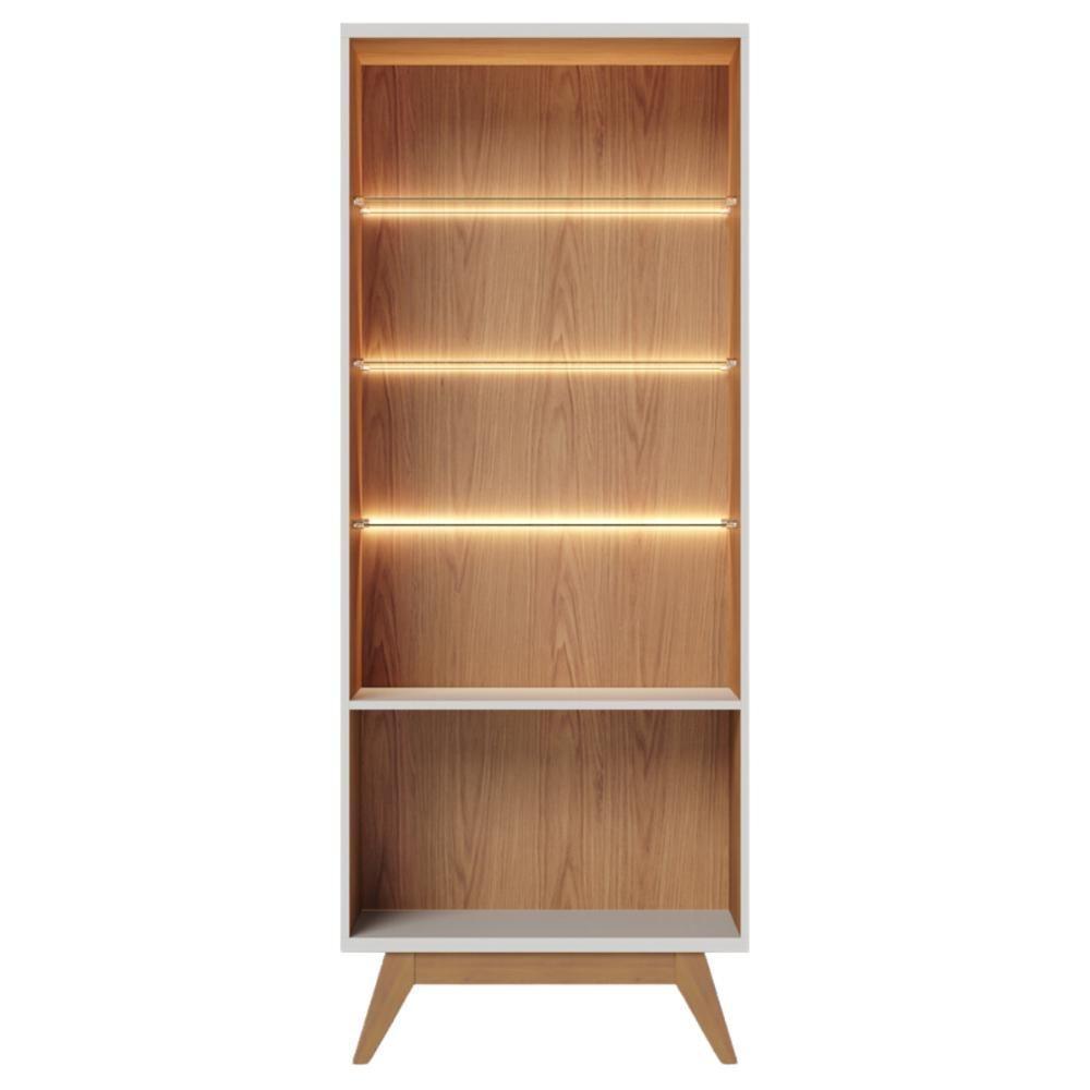 Cristaleira Com 3 Prateleiras Milão Off White Matte Freijó - 2