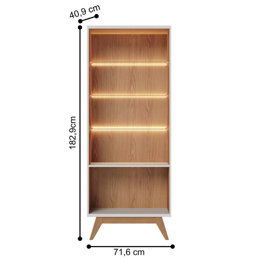 Cristaleira Com 3 Prateleiras Milão Off White Matte Freijó - 4