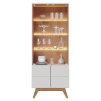 Cristaleira Com 3 Prateleiras Milão Off White Matte Freijó - 1