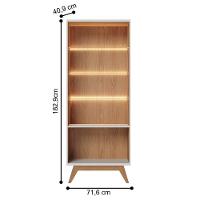 Cristaleira Com 3 Prateleiras Milão Off White Matte Freijó - 4