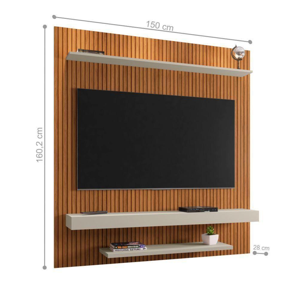 Painel Com Prateleira Nantes Ripado Off White - 2