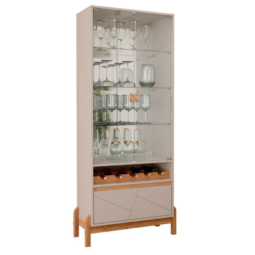 Cristaleira Com Espelho 2 Portas London Off White Cedro - 1