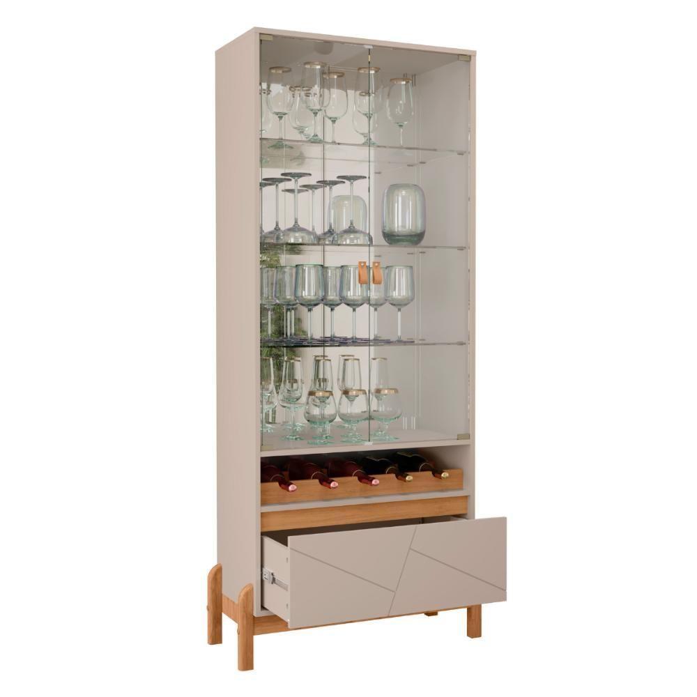 Cristaleira Com Espelho 2 Portas London Off White Cedro - 3