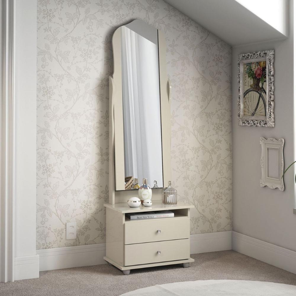 Toucador Com 2 Gavetas Espelho Delta Off White - 1