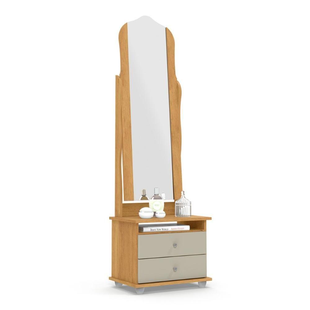 Toucador Com 2 Gavetas Espelho Delta Cinamomo Off White - 2