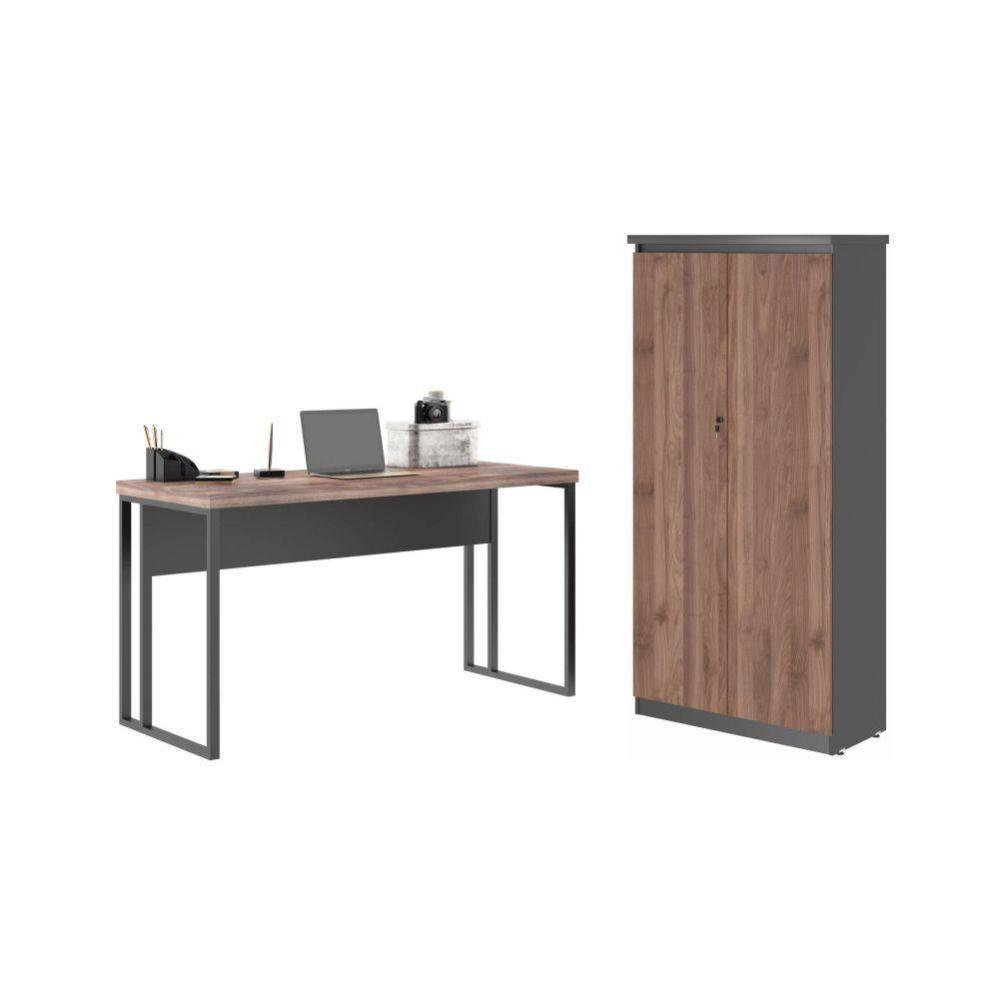 Mesa 1200 Com Armário Romeu Noce Preto - 1