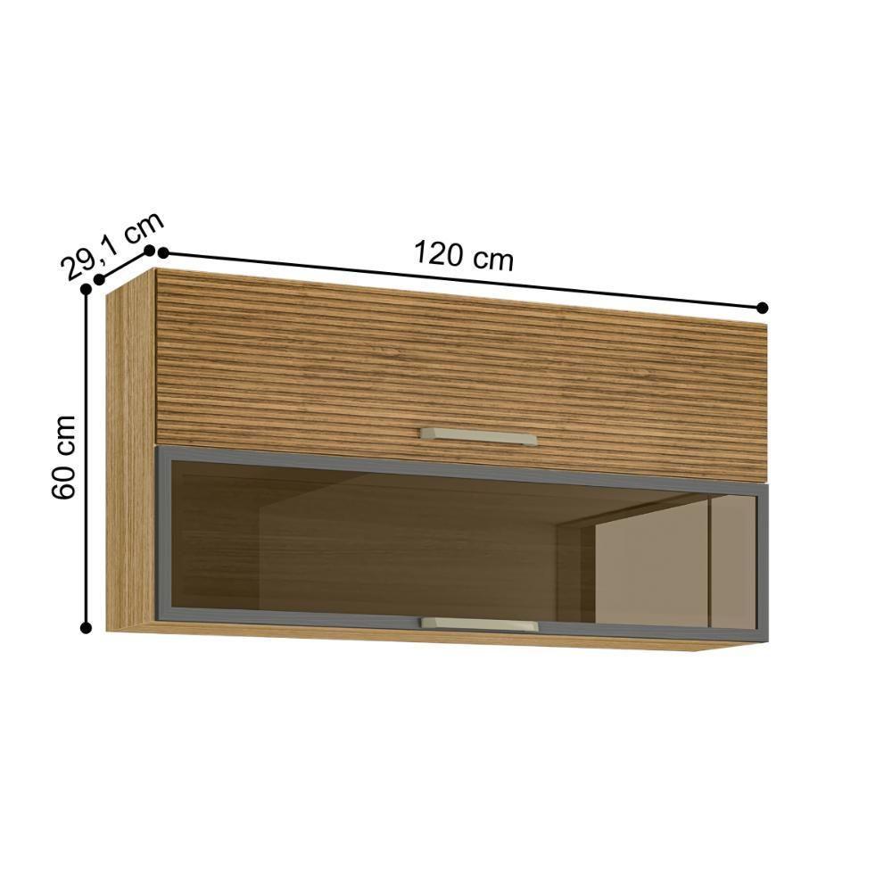 Armário Suspenso Com 2 Portas Quebec Freijó Ripado Gris - 2
