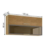 Armário Suspenso Com 2 Portas Quebec Freijó Ripado Gris - 2