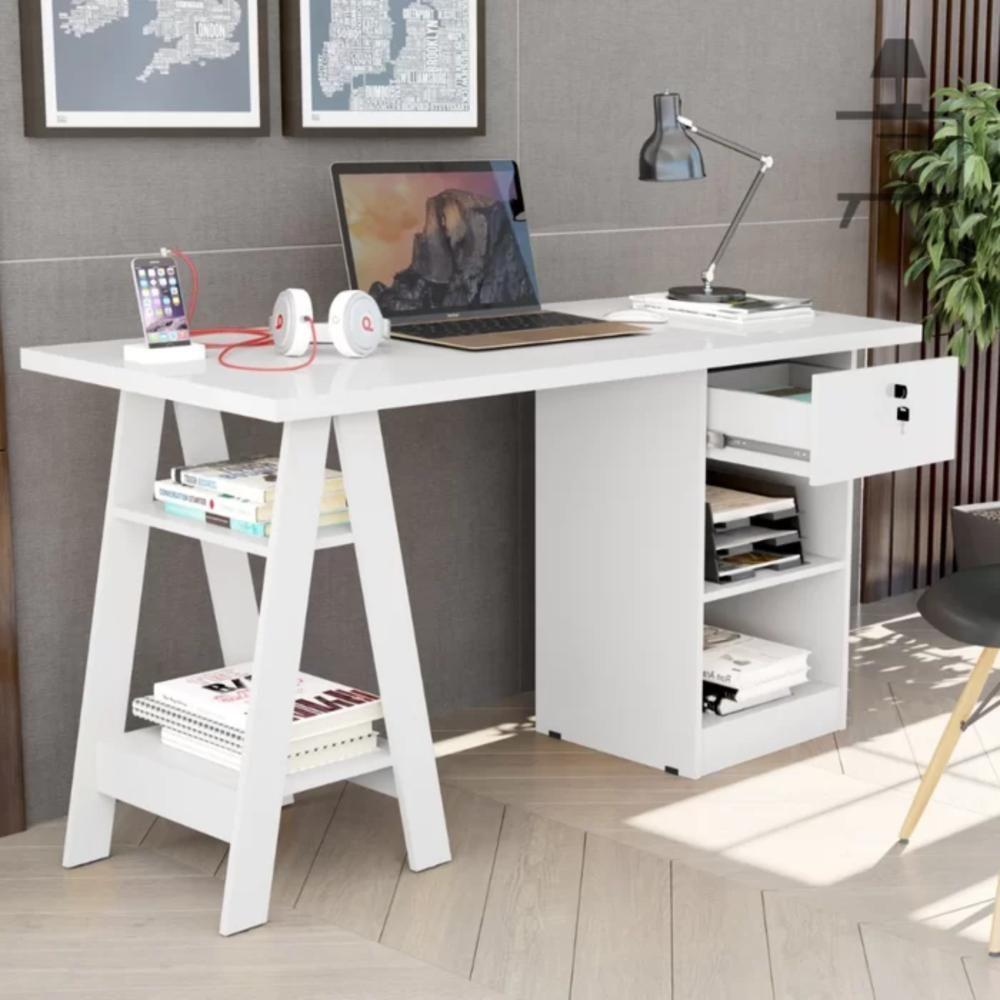 Escrivaninha Com 2 Prateleiras Juan Branco - 1