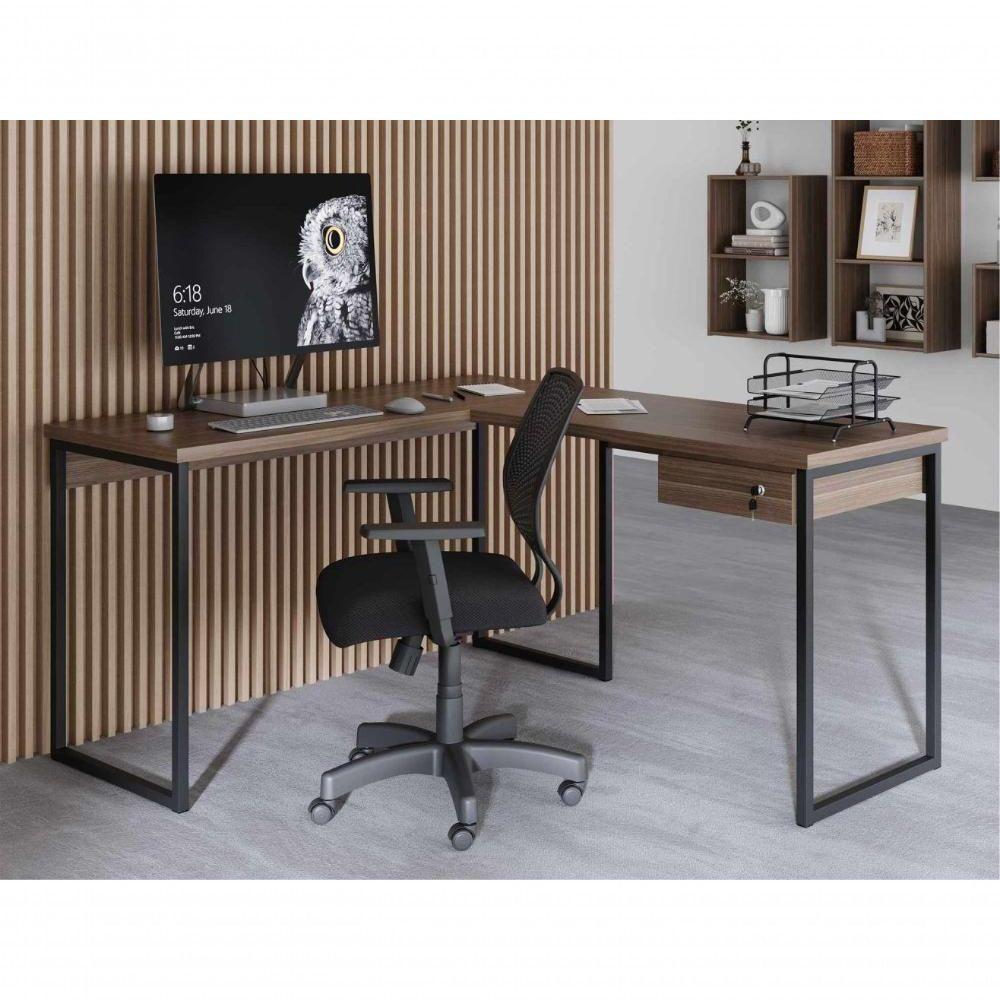 Mesa Em L Com 1 Gavetas Ferv Afarra - 4