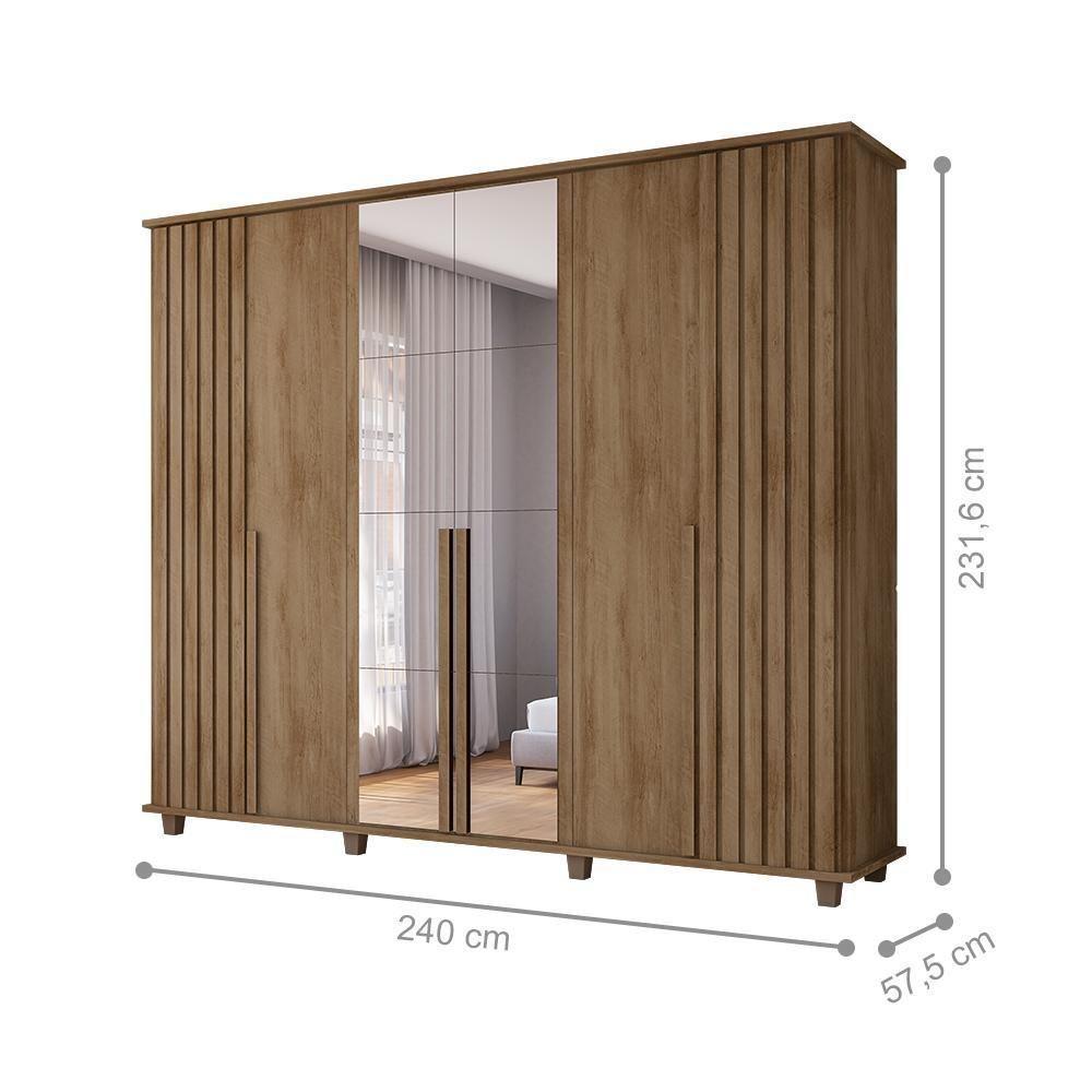 Roupeiro 6 Portas Potenza Cinamomo Com Espelho - 2