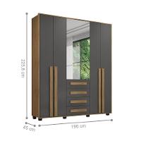 Roupeiro 5 Portas Ragusa Cinamomo Grafite - 2