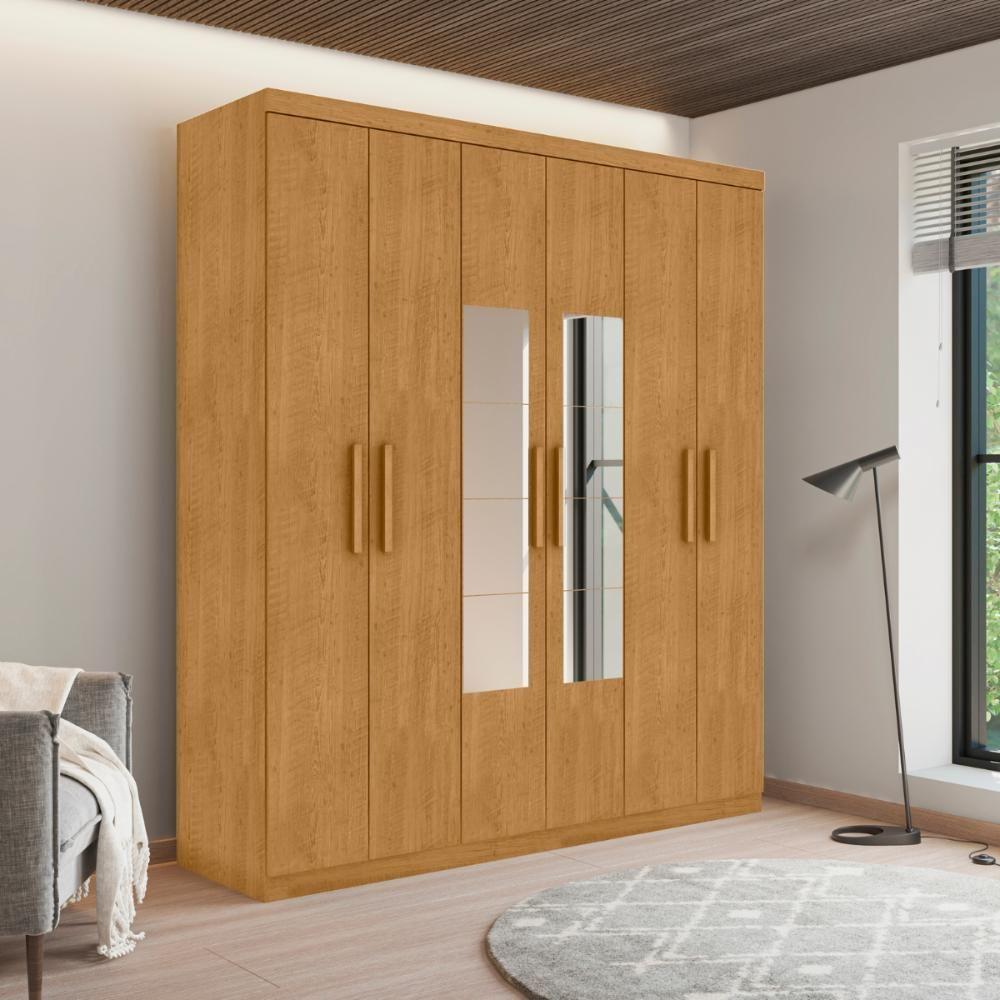 Roupeiro 6 Portas Com Espelho Ingá Naturalle - 1