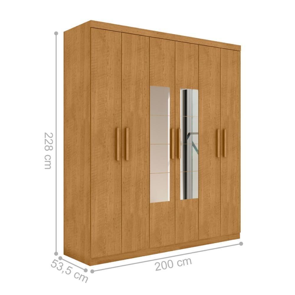 Roupeiro 6 Portas Com Espelho Ingá Naturalle - 2