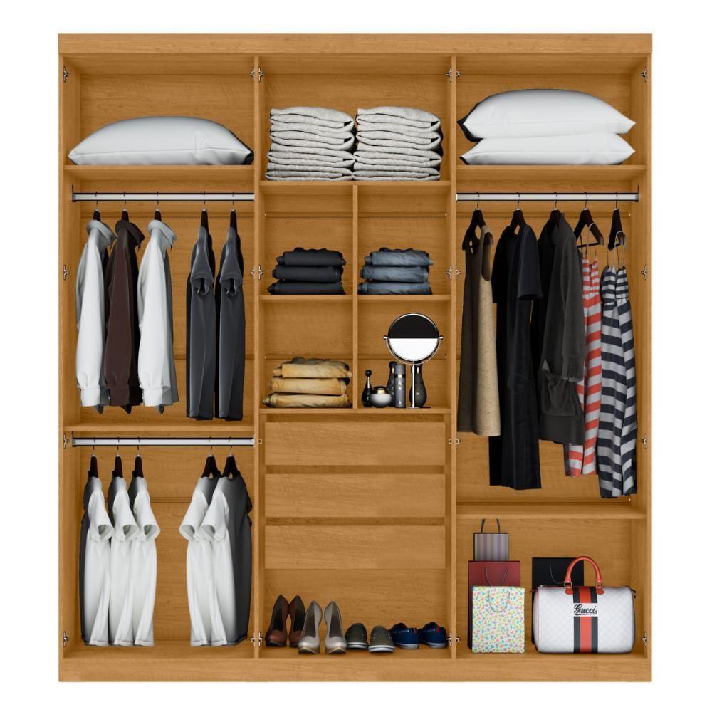 Roupeiro 6 Portas Com Espelho Ingá Naturalle - 3