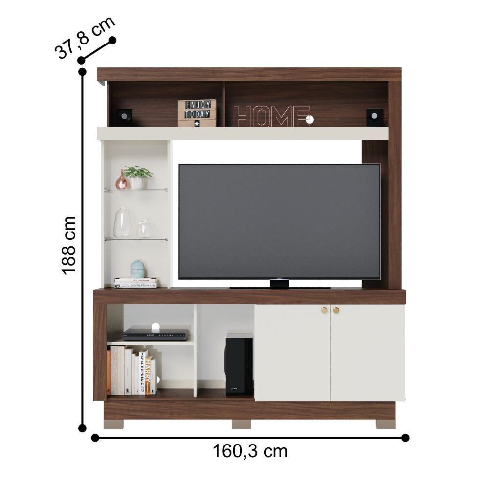 Home Para Tvs 50 3 Prateleira Nice Nogueira Real Off White - 2