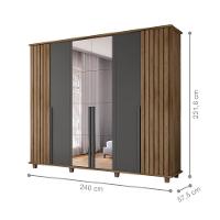 Roupeiro 6 Portas Potenza Cinamomo Grafite Com Espelho - 2