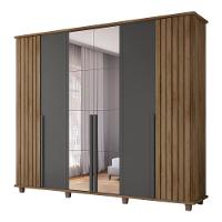 Roupeiro 6 Portas Potenza Cinamomo Grafite Com Espelho - 3