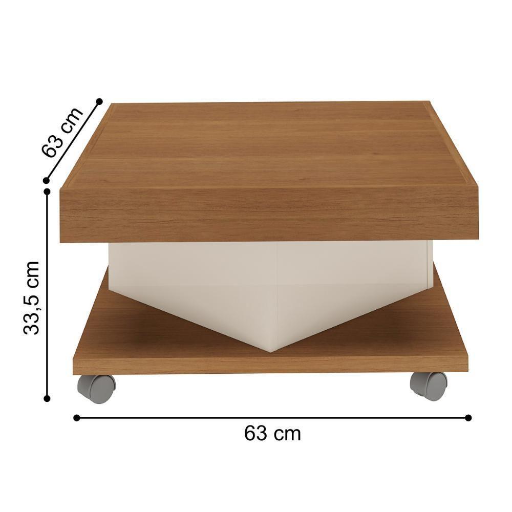 Mesa De Centro 4 Rodízios Cambará Cinamomo Off White - 2