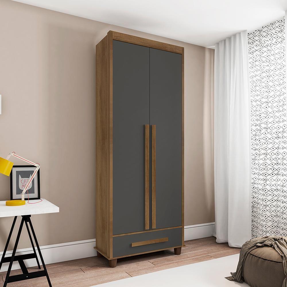 Roupeiro Trapani 2 Portas Cinamomo Grafite - 1
