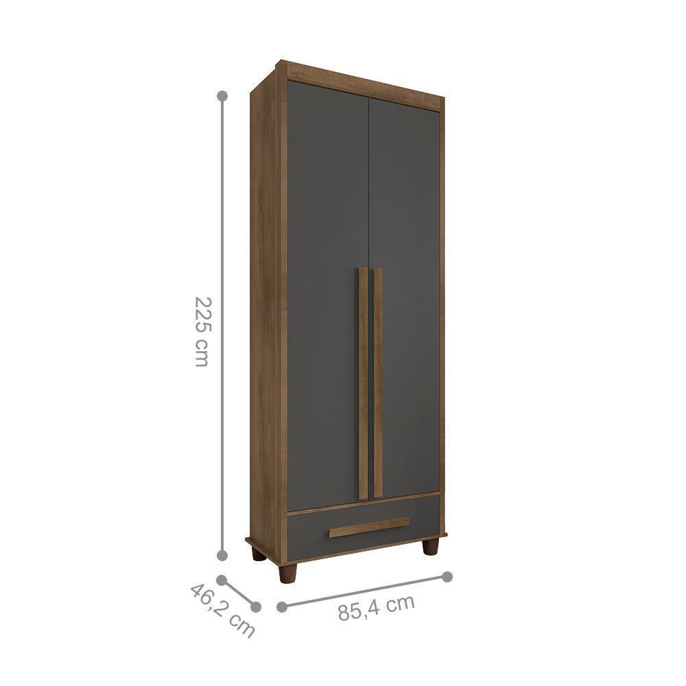 Roupeiro Trapani 2 Portas Cinamomo Grafite - 2