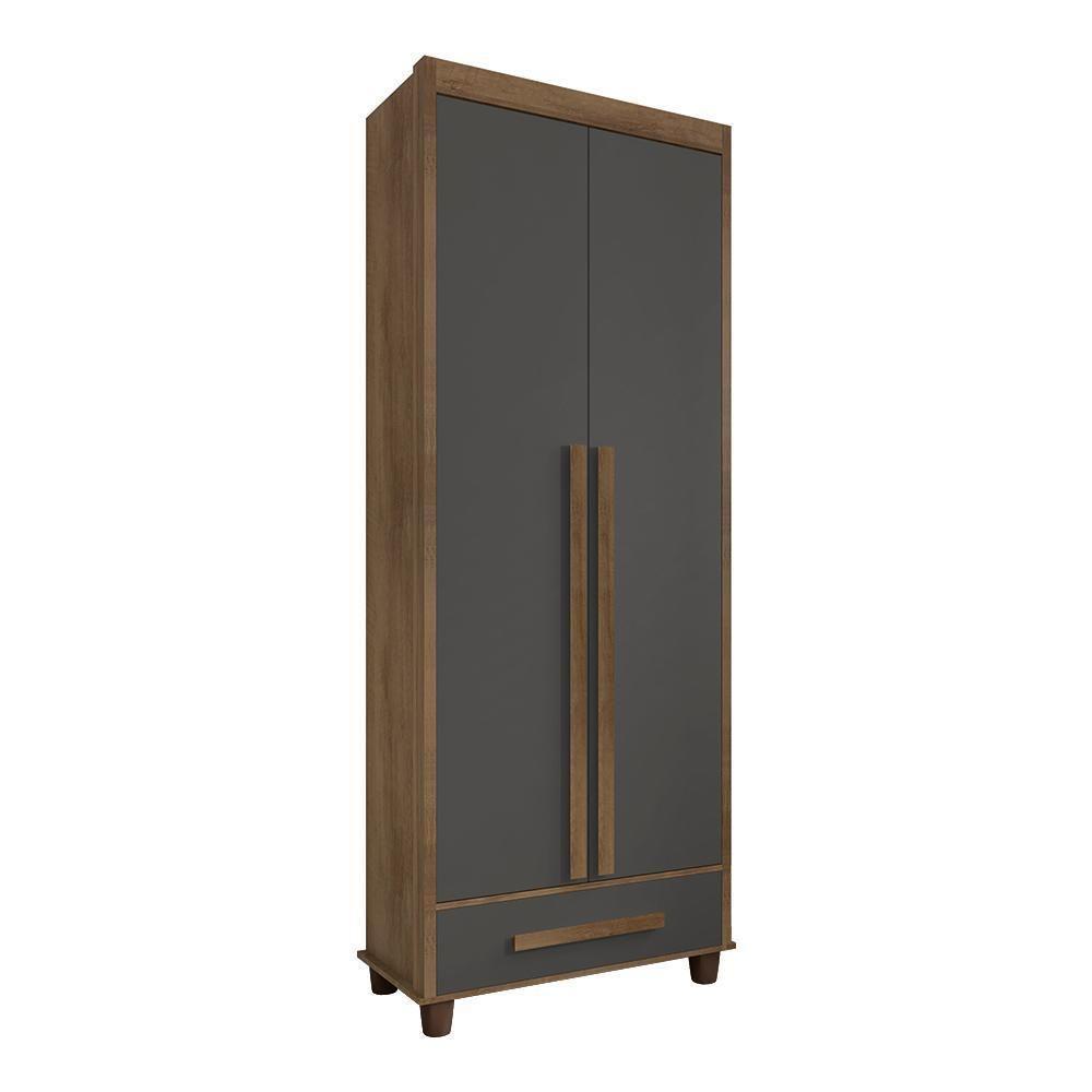 Roupeiro Trapani 2 Portas Cinamomo Grafite - 3