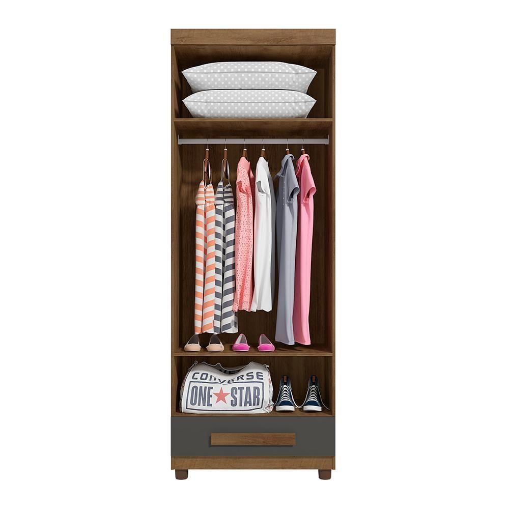 Roupeiro Trapani 2 Portas Cinamomo Grafite - 5