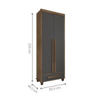 Roupeiro Trapani 2 Portas Cinamomo Grafite - 2