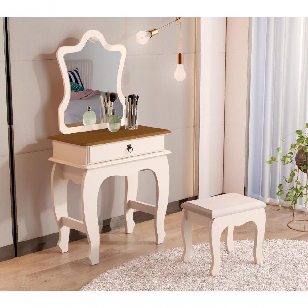 Penteadeira Infantil Laila Premium Com Banqueta Pérola Nature - 5