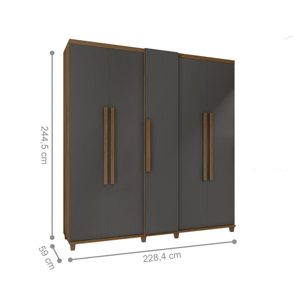 Roupeiro 5 Portas Arezzo Cinamomo Grafite - 2