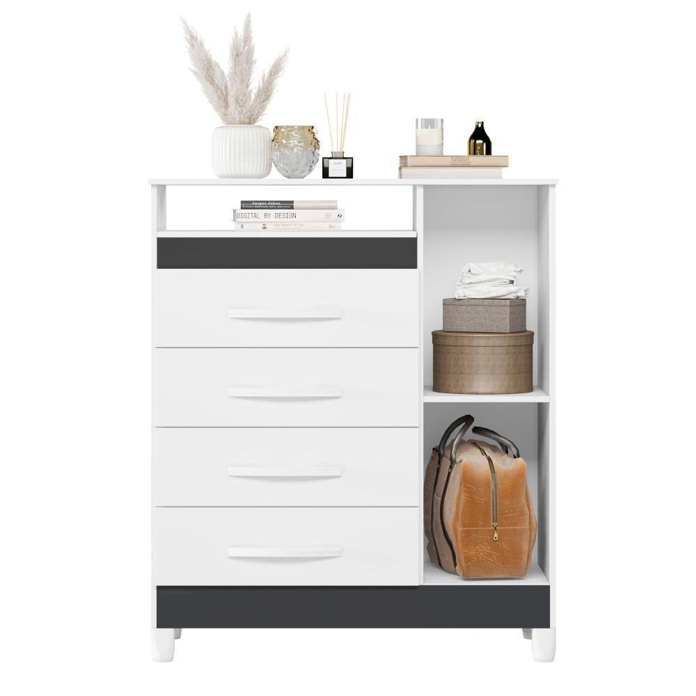 Cômoda Reyna Branco/titanium Azul Rosa 4 Gavetas - 6