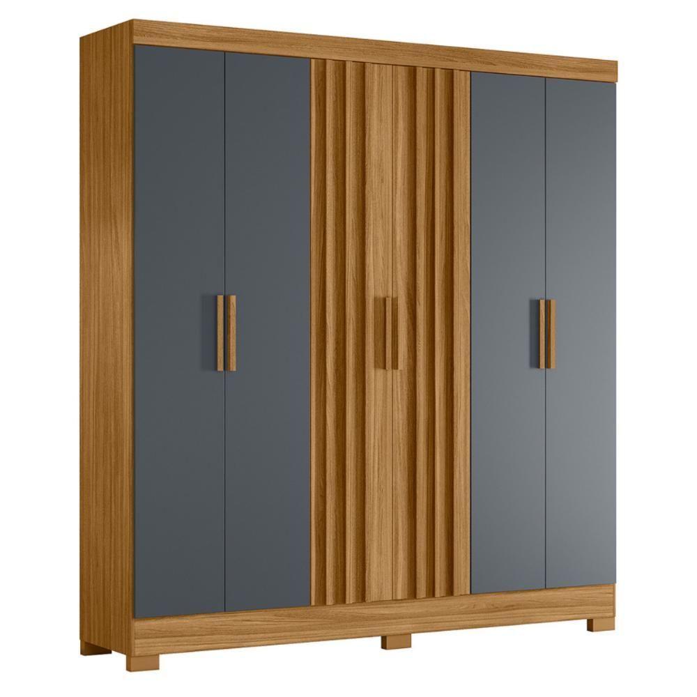 Roupeiro Ripado 6 Portas Cairo Freijó Cinza - 1